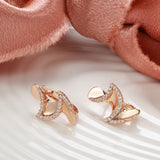 14K Filled Gold Edge Inlay AAA Zircons Diamonds Unique Folding Clip Fashion Earrings