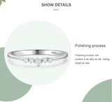 Delicate, Curved Silhouette AAAA Lab Created Diamond Charm Silver Stackable Ring