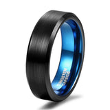 New Arrival Cool Classic 4/6mm Black Brushed Blue Interior Tungsten Carbide Couple Wedding Engagement Rings