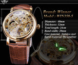 New Transparent Fashion Case Luxury Casual Design Leather Strap Top Brand Luxury Mechanical Skeleton Watch - The Jewellery Supermarket