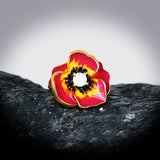 High-quality Handmade Epoxy Red Enamel AAA Zircon Diamond Flower Ring