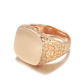 14 Karat Gold Filled Fashion Glossy Simple Square Punk Signet Rings for Men Women