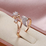 Fine Vintage Design Jewellery Rolled Rose Gold of 14-Karat Purity Micro-wax Inlay AAA Zircon Diamonds Flower Ring