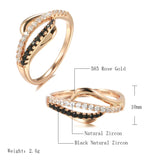 Fashion 14K Filled Rose Gold 2 Rows AAA Black Natural Zircon Diamonds Ring - Luxury Vintage Cross Fine Jewellery