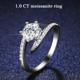 Round Cut Brilliant High Quality Moissanite Diamonds 6 Prong Bent Nail Engagement Rings For Women - The Jewellery Supermarket