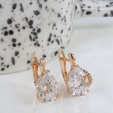 14 Karat Rolled Gold Water Drop AAA Zircon Diamonds Stud Fashion Earrings For Women