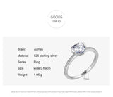 Forever Love Dazzling Shiny Heart AAAA Lab Created Diamond Silver Ring