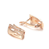 14K Gold Filled Geometric Square Smooth Metal AAA Zircon Diamonds Vintage Earrings