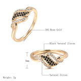 Alluring Vintage Style 14K Filled Rose Gold Black and White AAA Zircon Crystals Ring - Wedding Fashion Jewellery