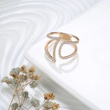 Sensational Fashion14K Filled Rose Gold Geometric Hollow Line AAA Zircon Diamonds Rings - Vintage Style Jewellery