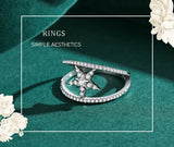 Five-Pointed Star Fashion Sparkling AAAA Lab Created Diamonds Silver Ring