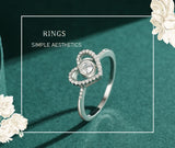 Top Quality Silver Sparkling AAAA Lab Created Diamond Elegant Heart Ring