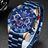 Superb Top Brand Luxury New Fashion Blue Sports Chronograph Waterproof Quartz Mens Watches - Ideal Gifts - The Jewellery Supermarket