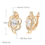 14K Rolled Gold AAA Zircon Diamonds Earrings Heart & Arrow Carve Loops Drop Earrings