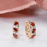 14K Gold Filled New Drop AAA Blue Red Zircon Diamonds Hoop Hollow Prong Setting Earrings