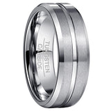 New Arrival Bevel Groove Steel Frosted Surface Tungsten Carbide Comfort Fit Wedding Rings for Men and Women - The Jewellery Supermarket