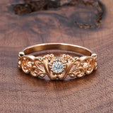 14 Karat Rolled Gold Ethnic Hollow Flower AAA Zircon Diamonds Baby Little Feet Ring