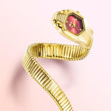 Unique Snake Shape Luxury  Bling Gold Quartz  Wrist Watch For Women - Ladies MISSFOX Women's Watch