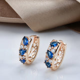 14K Gold Filled New Drop AAA Blue Red Zircon Diamonds Hoop Hollow Prong Setting Earrings