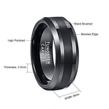 New Arrival Brushed Center Beveled Edge BlackTungsten Carbide Comfort Fit Wedding Engagement Rings - The Jewellery Supermarket