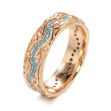 Superb Trendy Full Circle 14K Rolled Rose Gold Exquisite Turquoise Stackable Ring - Fine Vintage Jewellery