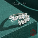 Sparkling Asymmetric Cluster AAAA Lab Created Diamonds Silver Geometric Rings