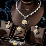 Gorgeous New Trendy Square Yellow High Quality AAA+ CZ 18K Gold/White Gold Plated Jewellery Set For Women - The Jewellery Supermarket