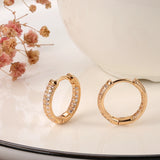 14K Rolled Gold Classic Double Layer Full AAA Zircon Diamonds Women Hoop Earrings