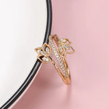 Charming 14K Gold Filled Fashion AAA Zircon Diamonds Crystal Luxury Flower Rings
