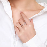 Sparkling Silver Stars Design AAAA Lab Created Diamonds 925 Stackable Ring