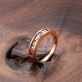 14 Karat Rolled Gold Rainbow Luxury Colorful AAA Zircon Crystals Fashion Rings for Women