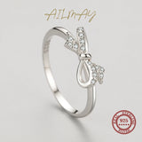 Cute Bowknot 925 Sterling Silver AAAA Lab Created Diamond Romantic Fine Ring