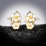 Fashion Elegant Handmade Enamel White Golden Flower Earrings
