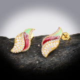 New 18KGP Colorful Handmade Enamel AAA Zircon Diamonds Earrings
