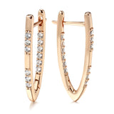14K Gold Filled Long Clip Full Inlay AAA Zircon Diamonds Drop Elegant Hoop Earrings