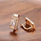 14K Gold Filled Vintage Princess Cut AAA Zircon Micro Inlay Earrings Fine Jewellery
