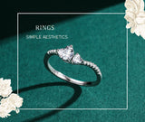 Fashion Love Heart Sterling Silver Line Clear AAAA Lab Created Diamonds Ring