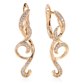 14K Gold Filled New Long AAA Zircon Diamonds Clip  Flower Slim Drop Elegant Earrings