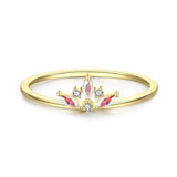 Delicate Small Crown Design With Rainbow Fire Color AAAA Simulated Diamonds Silver Ring - Fashion Jewellery - The Jewellery Supermarket