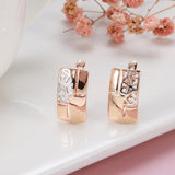 14K Rolled Gold Minimalist Vintage Glossy Square Drop Hollow Earrings Fine Jewellery