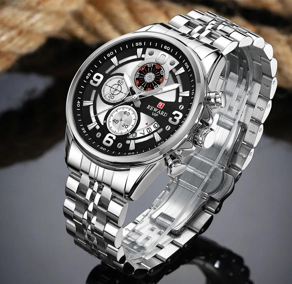 New Arrival Top Brand VIP Design Quartz Waterproof Sport Stainless Steel Chronograph Luminous Watches for Men - The Jewellery Supermarket