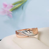 Latest Vintage 6mm Wide AAA Zircon Diamonds Leaf Rings for Women with 14K Filled Rose Gold in Silver Colour Jewellery
