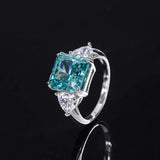 Sparkling Vintage 5CT Mint Green Lab Created AAAAA Tourmaline Gemstone Big Silver Rings for Women, Fine Jewellery - The Jewellery Supermarket