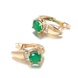 14K Filled Gold Emerald Round Cut AAA Zircon Crystals Inlay Hoop Earrings for Women