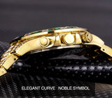 Luxury Gold Stainless Steel Iced Bracelet Purple CZ Diamonds 3 Dial Watches