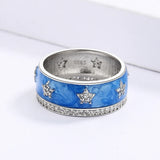 Blue Star AAA Zircon Diamonds Shape Fine Beauty Handmade Enamel Ring