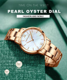 NEW Elegant Quartz Pearl Oyster Jade Stone White Shell Waterproof Ladies Full Stainless Steel Classic Wrist Watches