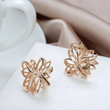 14 Karat Gold Filled Life Tree Glossy Hollow Clip Hoop Earrings Elegant Jewellery