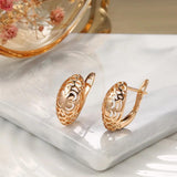 Excellent Glossy Retro Flower Ethnic Style Rolled 14K Rose Gold of Earrings - High Quality Daily Fine Jewellery