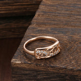 Latest Fashion Ethnic Style 14K Rolled Rose Gold Hollow Carved Pattern AAA Zircon Diamonds Rings - Fine Jewellery